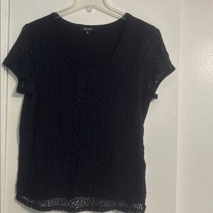 Nine West Navy Lace Knit Top